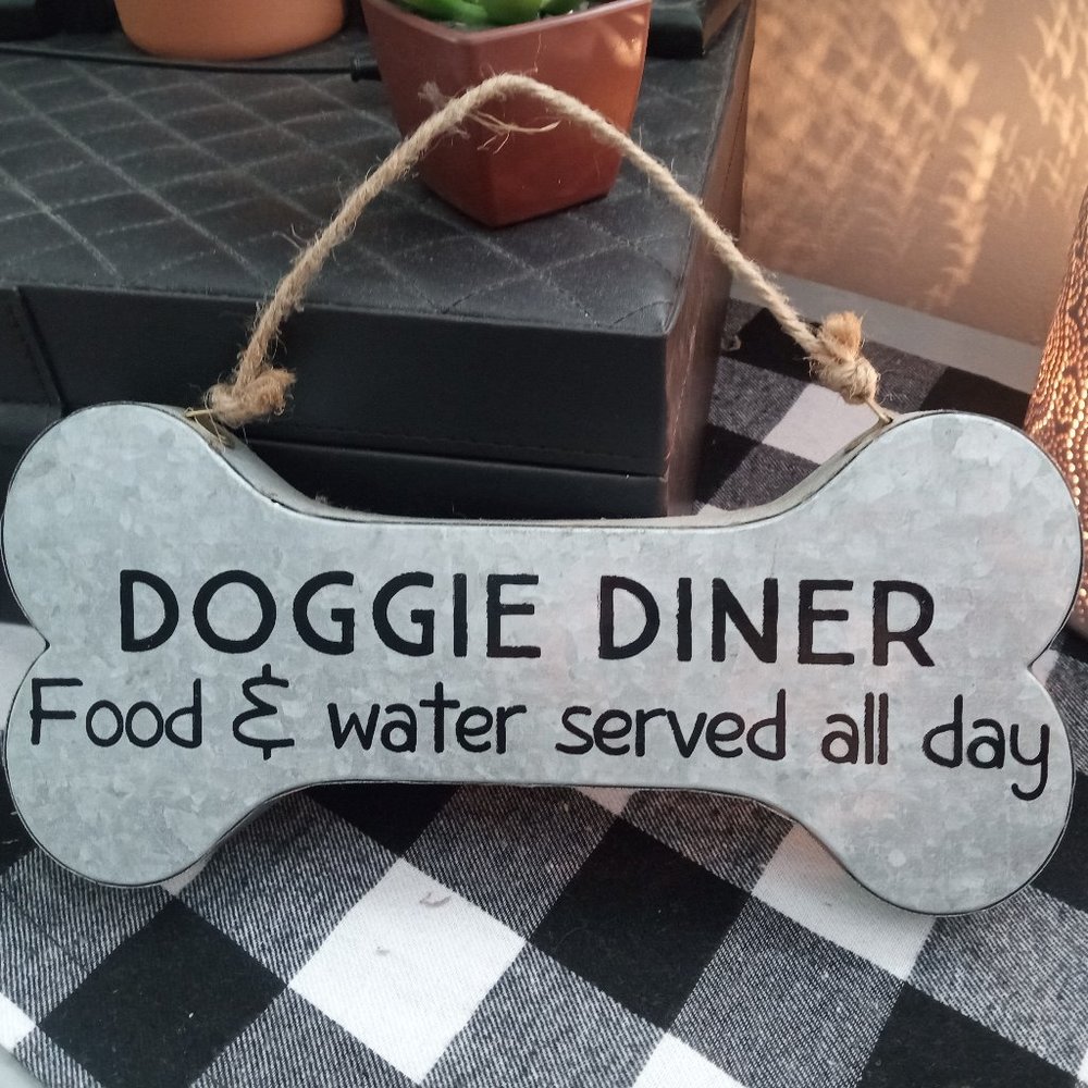 Galvanized metal doggie diner sign